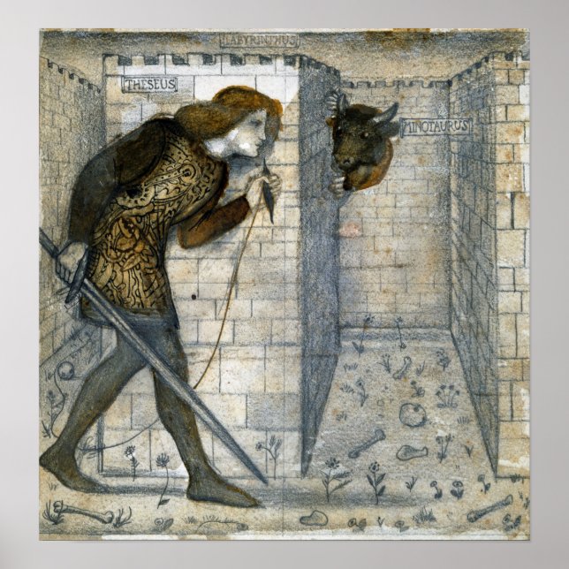 Burne-Jones - Theseus And Minotaur In Labyrinth Poster (Front)