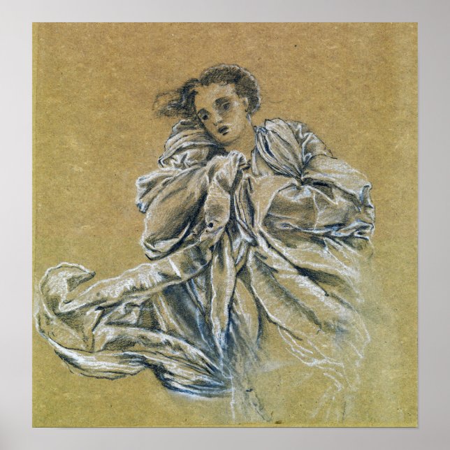 Burne-Jones - Winter Study Of Flying Drapery Poster (Front)