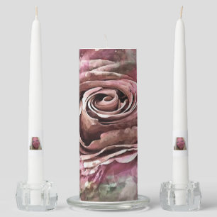 Burned Coral and Desert Mist Artistic Rose Unity Candle Set