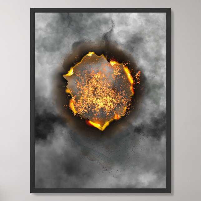 Burned Fire Ring Abstract Art Poster (Framed Front)