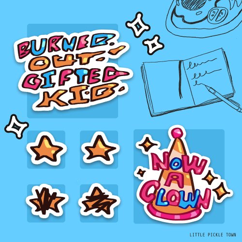 Burned Out Gifted Kid ID Stamp Stickers