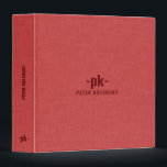 Burned red linen texture simple tan typography 3 ring binder<br><div class="desc">Burned-red tone linen texture image with customizable,  simple,  minimalistic tan typography.</div>
