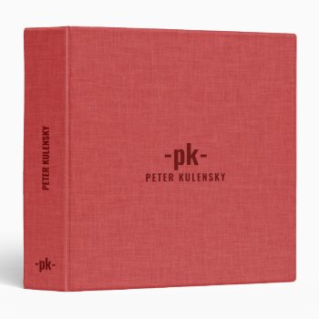 Burned Red Linen Texture Simple Tan Typography 3 Ring Binder by artOnWear at Zazzle