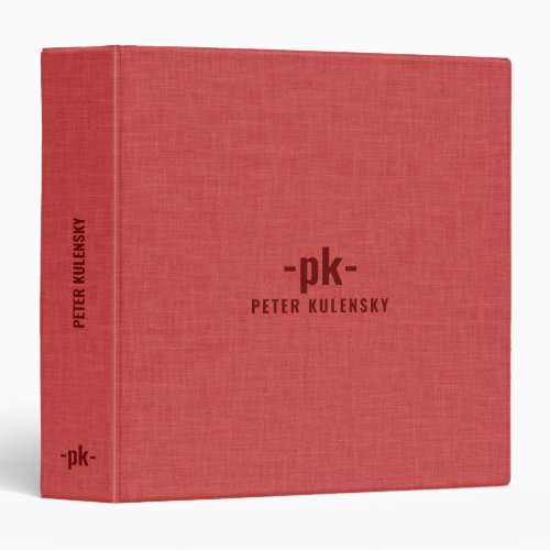 Burned red linen texture simple tan typography 3 ring binder