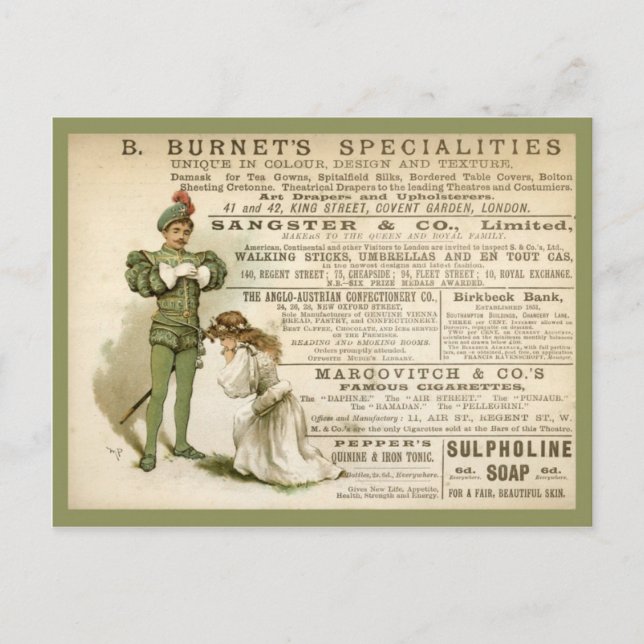 Burnet's Specialities Postcard (Front)
