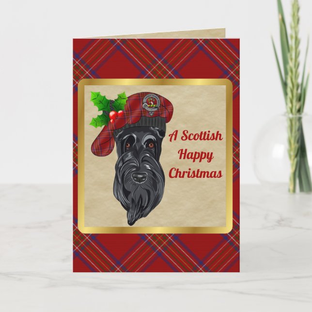 Burnett Badge & Tartan Personalized Xmas Card (Front)