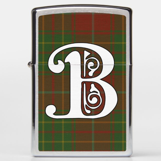 Burnett Clan Tartan Monogram Zippo Lighter (Front)