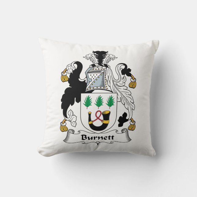 Burnett Family Crest Throw Pillow (Front)