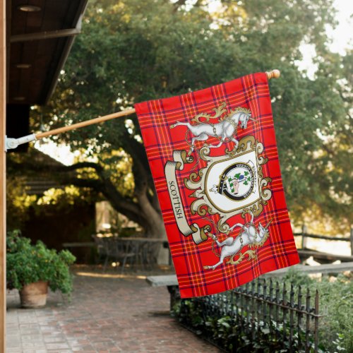 Burnett Modern Tartan Flag Clan Badge With Lion Sc