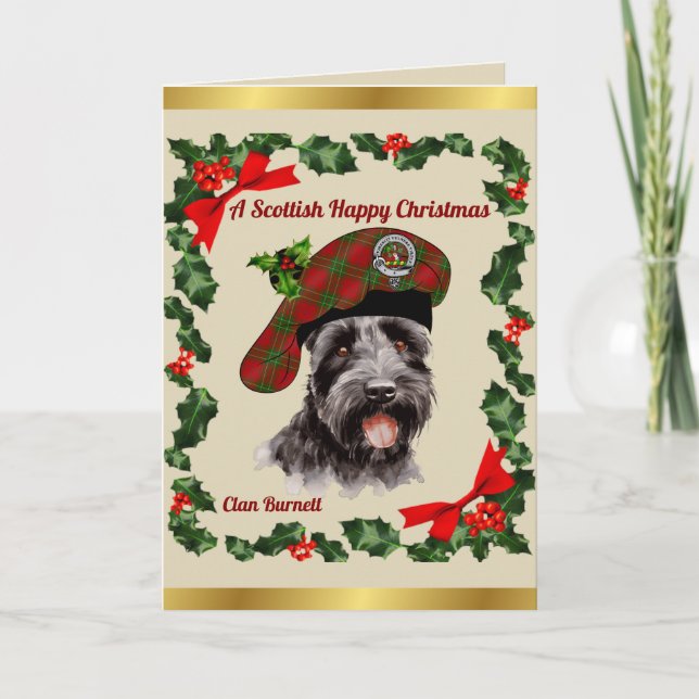 Burnett Scottie Dog Personalized Xmas Card (Front)