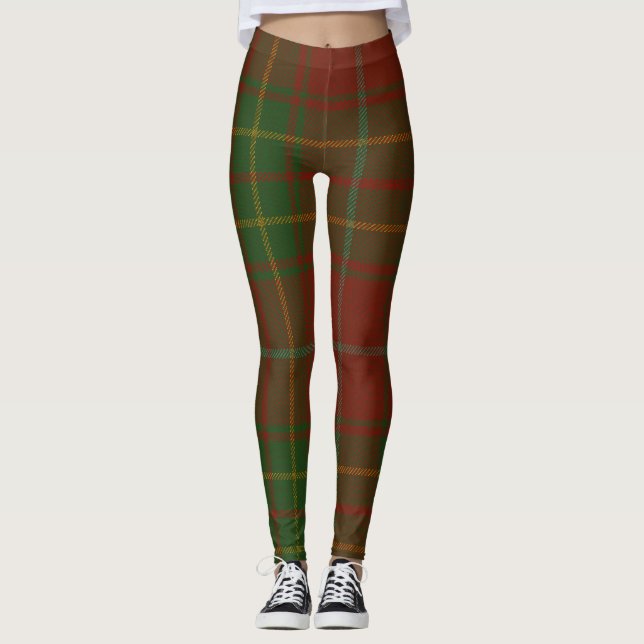 Burnett Tartan Clan Plaid Leggings (Front)