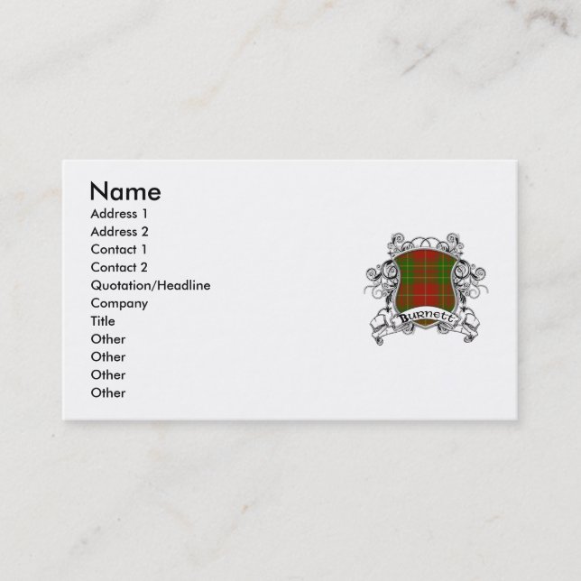 Burnett Tartan Shield Business Card (Front)