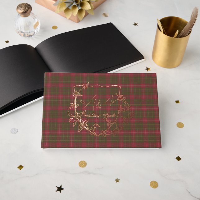 Burnett Weathered Original Scottish Tartan Foil Guest Book (Front Open)