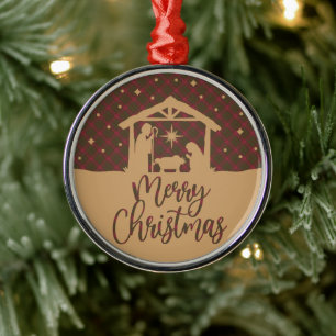Burnett Weathered Scottish Tartan Christmas Metal Ornament