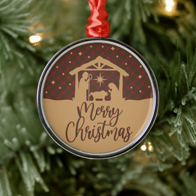 Burnett Weathered  Scottish Tartan Christmas Metal Ornament (Tree)