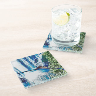 Burney Falls, CA Poster Glass Coaster