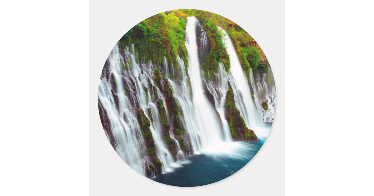 Burney Falls, Mcarthur-Burney Falls Memorial Classic Round Sticker | Zazzle