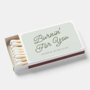 Burnin' For You Modern Retro Green Wedding Matchboxes