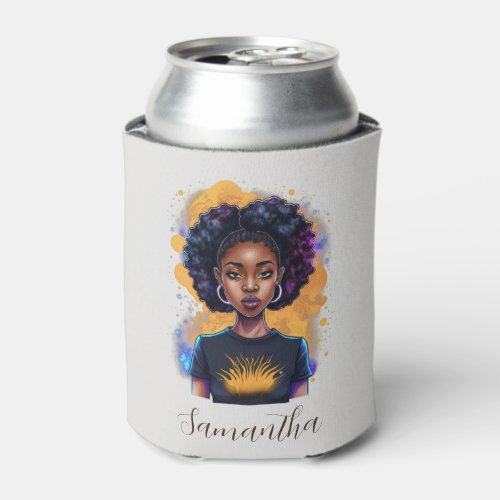 Burning Afro Woman Can Cooler