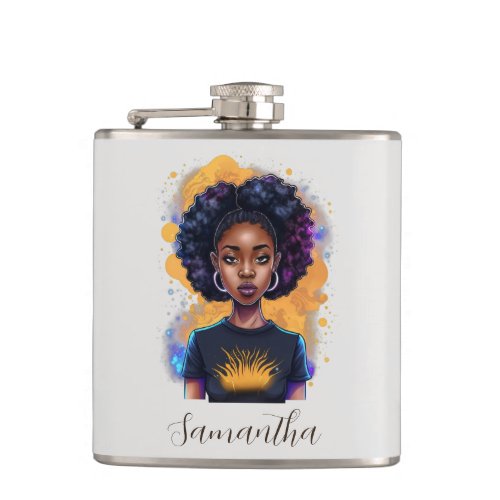 Burning Afro Woman Flask