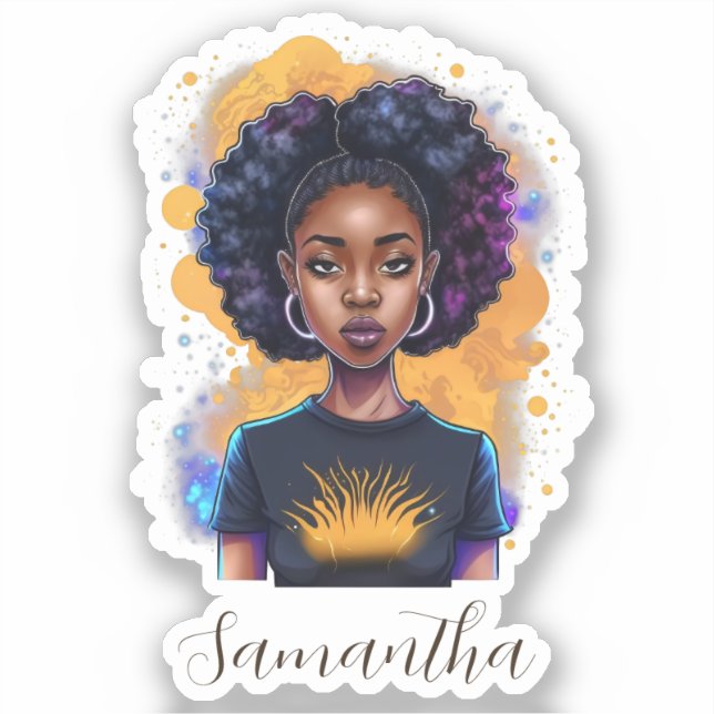 Burning Afro Woman Sticker (Front)