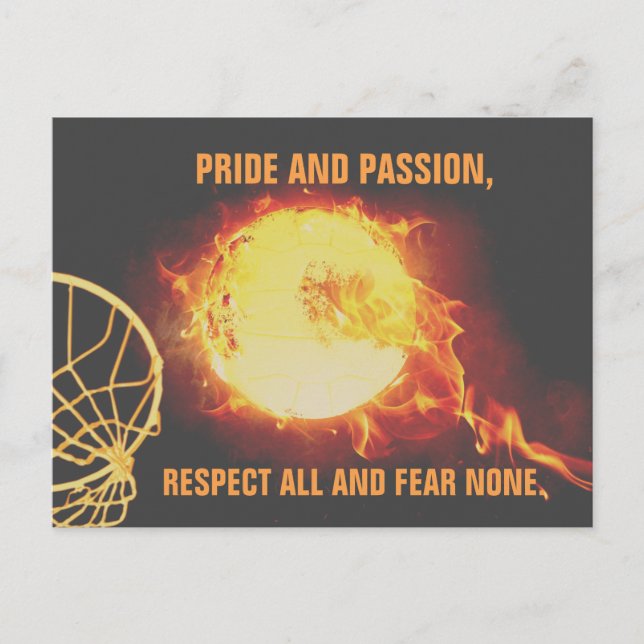 Burning Ball Netball Theme Picture With Slogan Postcard (Front)