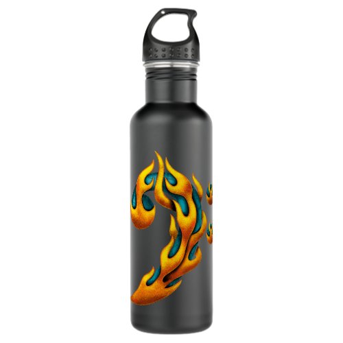 Burning Bass Clef Tribal with Flames Gift for Bass Stainless Steel Water Bottle
