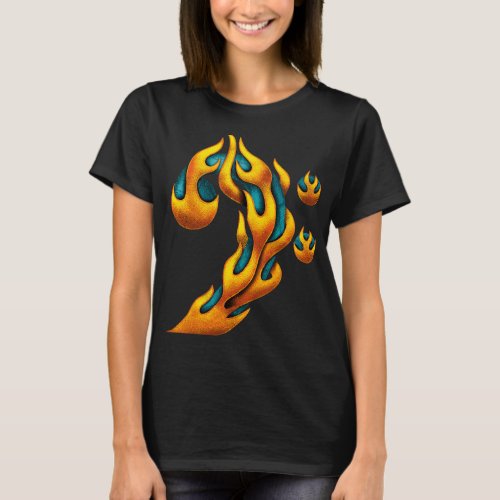 Burning Bass Clef Tribal with Flames Gift for Bass T_Shirt