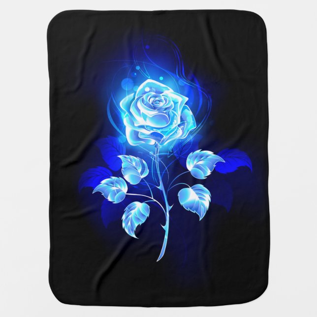 Burning Blue Rose Baby Blanket (Front)