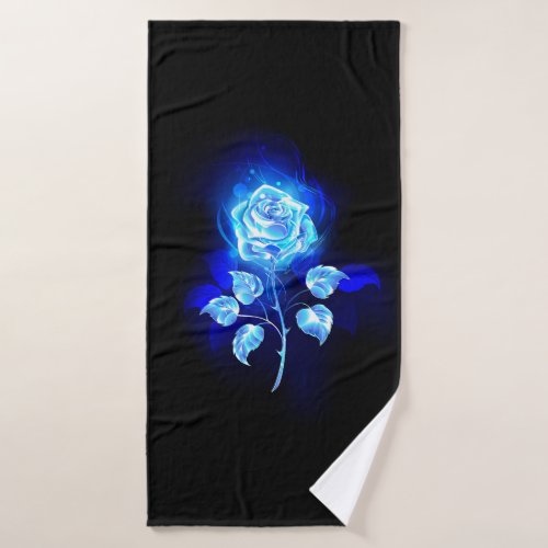 Burning Blue Rose Bath Towel