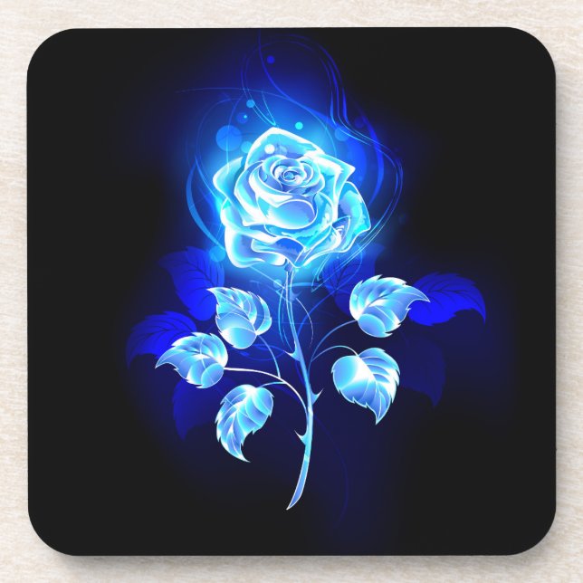 Burning Blue Rose Beverage Coaster (Front)