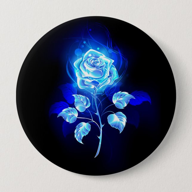 Burning Blue Rose Button (Front)