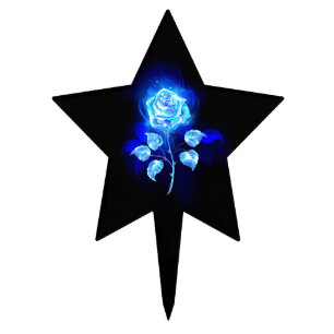 Burning Blue Rose Cake Topper