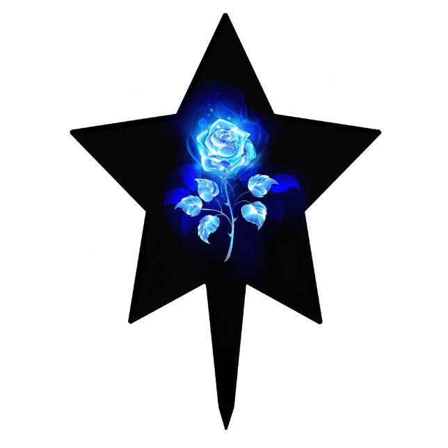 Burning Blue Rose Cake Topper (Front)