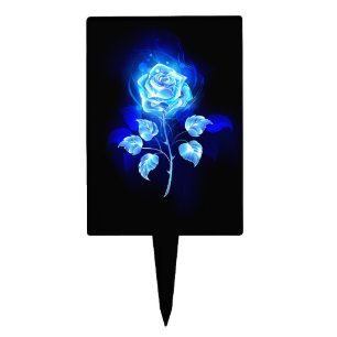 Burning Blue Rose Cake Topper