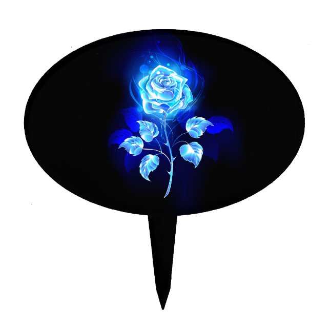 Burning Blue Rose Cake Topper (Front)