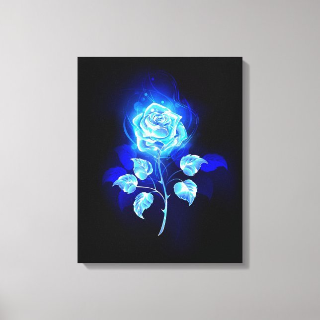 Burning Blue Rose Canvas Print (Front)