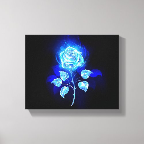 Burning Blue Rose Canvas Print