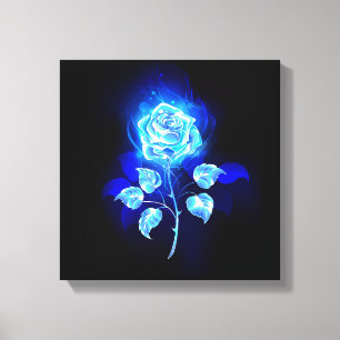 Burning Blue Rose Canvas Print