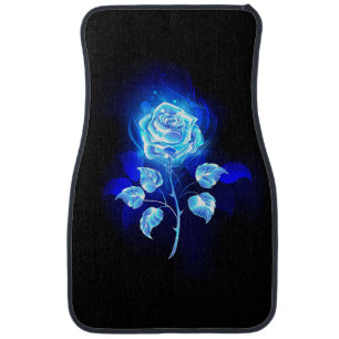 Burning Blue Rose Car Floor Mat