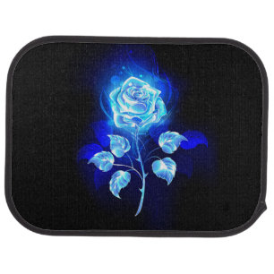 Burning Blue Rose Car Floor Mat