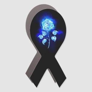 Burning Blue Rose Car Magnet