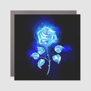 Burning Blue Rose Car Magnet