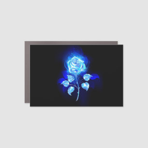 Burning Blue Rose Car Magnet