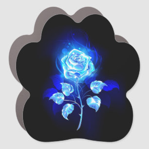 Burning Blue Rose Car Magnet