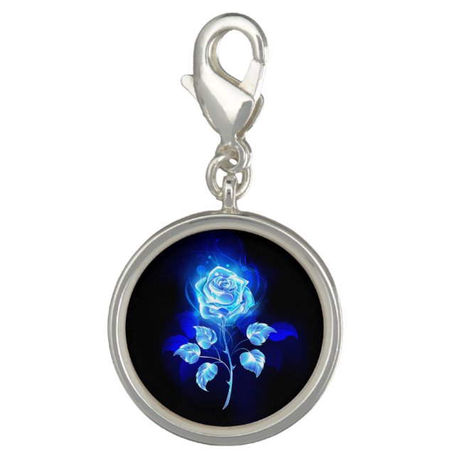 Burning Blue Rose Charm (Front)