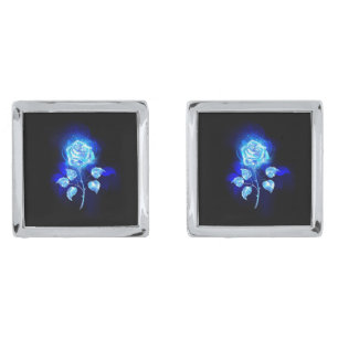 Burning Blue Rose Cufflinks