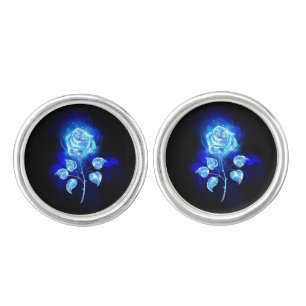 Burning Blue Rose Cufflinks