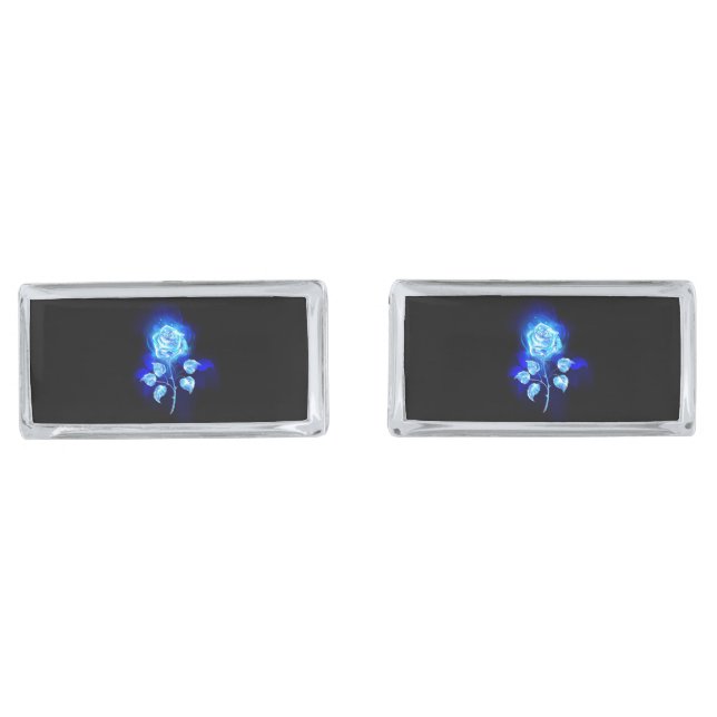 Burning Blue Rose Cufflinks (Front)
