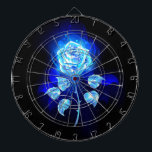 Burning Blue Rose Dart Board<br><div class="desc">Blooming, abstract rose from blue flame on black background. Fire rose.</div>